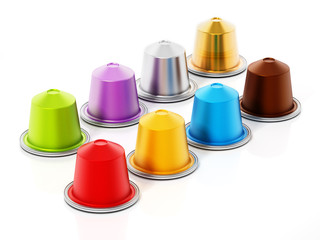 Coffee capsules isolated on white background. 3D illustration