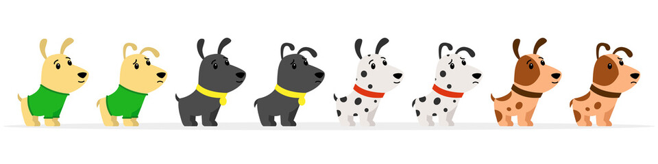 Set of different dogs. Pets. Vector illustration. Flat style

