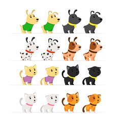 Set of different dogs and cats. Pets. Vector illustration. Flat style
