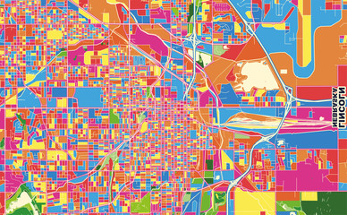 Fototapeta na wymiar Lincoln, Nebraska, U.S.A., colorful vector map