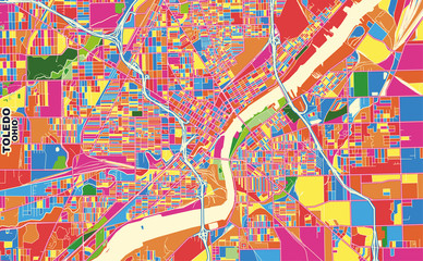 Toledo, Ohio, U.S.A., colorful vector map - obrazy, fototapety, plakaty
