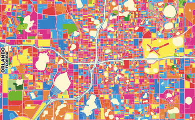 Orlando, Florida, U.S.A., colorful vector map