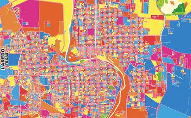 Laredo, Texas, U.S.A., colorful vector map