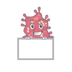 Smiling haemophilus ducreyi cartoon design style has a board