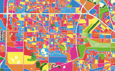 Irving, Texas, U.S.A., colorful vector map