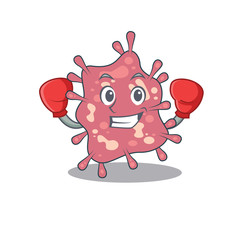 Fototapeta na wymiar A sporty boxing athlete mascot design of haemophilus ducreyi with red boxing gloves