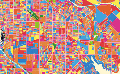Garland, Texas, U.S.A., colorful vector map