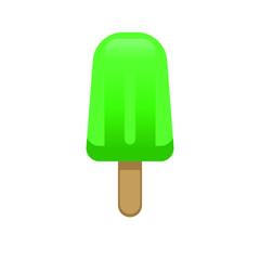 Flat design Green popsicle icon, vector illustration, isolated on white background