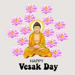 Vector illustration of a background or poster for celebrate Happy Vesak day or Buddha Purnima.