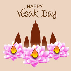 Vector illustration of a background or poster for celebrate Happy Vesak day or Buddha Purnima.