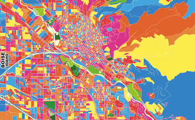 Fototapeta na wymiar Boise, Idaho, U.S.A., colorful vector map