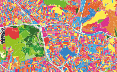 Glendale, California, USA, colorful vector map