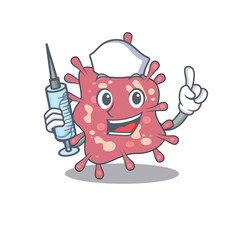 A nice nurse of haemophilus ducreyi mascot design concept with a syringe