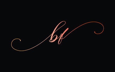 bf or b, f Lowercase Cursive Letter Initial Logo Design, Vector Template