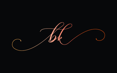 bk or b, k Lowercase Cursive Letter Initial Logo Design, Vector Template