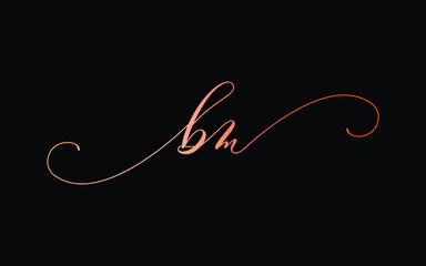 bm or b, m Lowercase Cursive Letter Initial Logo Design, Vector Template
