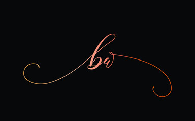 bw or b, w Lowercase Cursive Letter Initial Logo Design, Vector Template