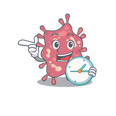 Haemophilus ducreyi mascot design concept smiling with clock