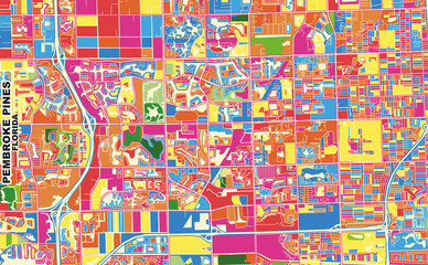 Pembroke Pines, Florida, USA, colorful vector map