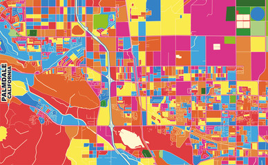 Fototapeta na wymiar Palmdale, California, USA, colorful vector map