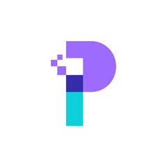 Letter PI pixel logo. Modern monogram logo vector