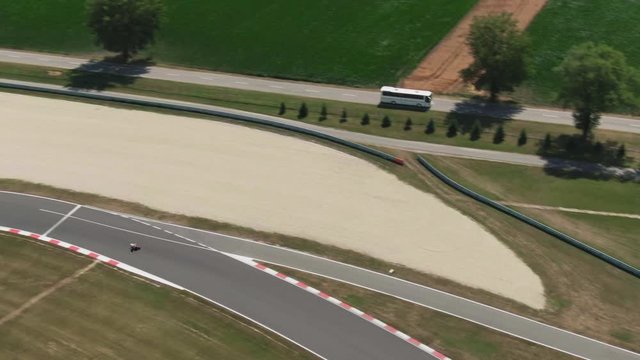 Aerial view of motorcycle racing in the ring