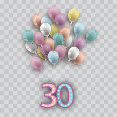 Pastel Colored Transparent Balloons Bunch 30