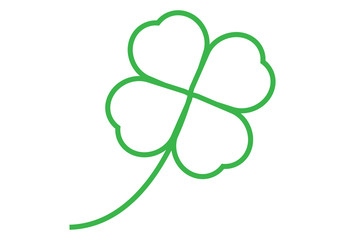 Dibujo de trébol de cuatro hojas sobre fondo blanco.