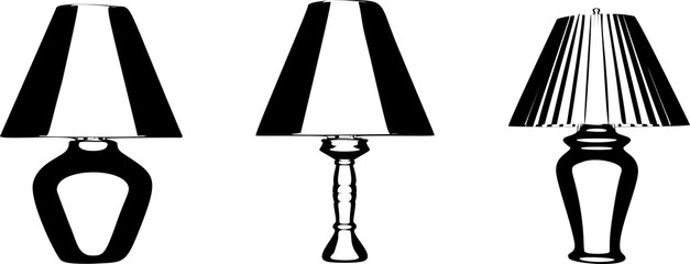 Set of isolated table lamp vector illustration