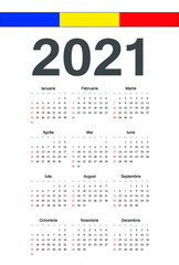 Romanian 2021 year vector calendar