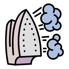 Steam iron icon. Outline steam iron vector icon for web design isolated on white background