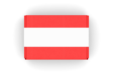 Blank Tuck In Flap Packaging Paper Box For Branding With paper label sleeve, 3d render illustration.