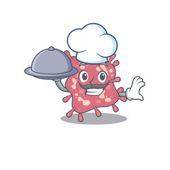 Haemophilus ducreyi chef cartoon character serving food on tray