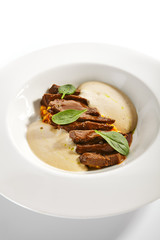 Beef heart ragout and vegetables