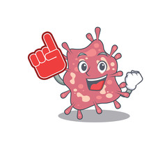 Haemophilus ducreyi presented in cartoon character design with Foam finger