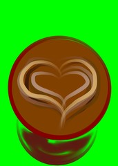 Heart in a mug with coffee on a green background - Lilleaker 