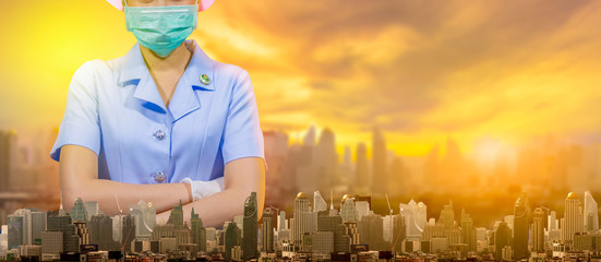 Virus Protection Covid 19 The world wears a mask to fight the corona virus. The concept of fighting...