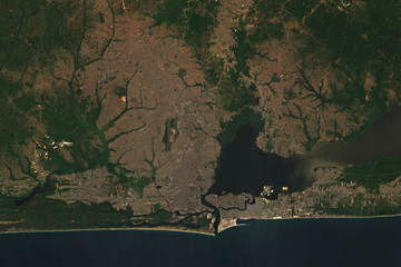 High resolution satellite image of Lagos, Nigeria - contains modified Copernicus Sentinel Data...