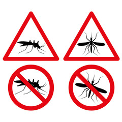 No Mosquito Icon red triangle, circle warning sign