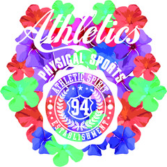 Athletic physical sports print and embroidery graphic design vector art