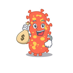 Rich Bacteroides cartoon design holds money bags