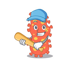 Picture of Bacteroides cartoon character playing baseball