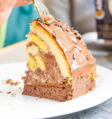 slice of rum and chocolate cake