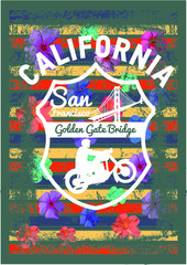 California flower embroidery graphic design vector art