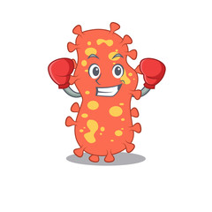 A sporty boxing athlete mascot design of Bacteroides with red boxing gloves