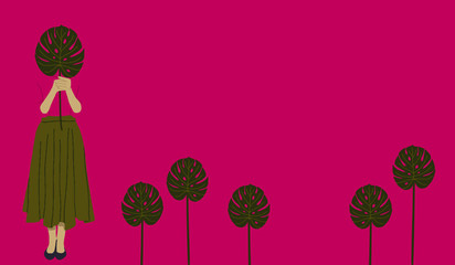 Beautiful woman with leaf. International women's day. Flat style vector design set stock vectors.