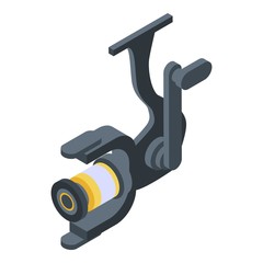 Fishing spinning reel icon. Isometric of fishing spinning reel vector icon for web design isolated on white background
