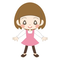 両手を広げ笑顔で立っている女の子