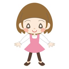 両手を広げ笑顔で立っている女の子