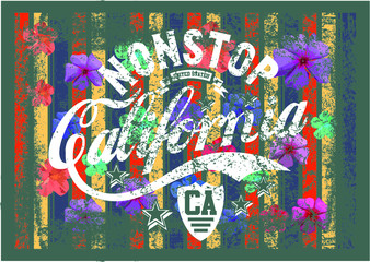 California flower embroidery graphic design vector art